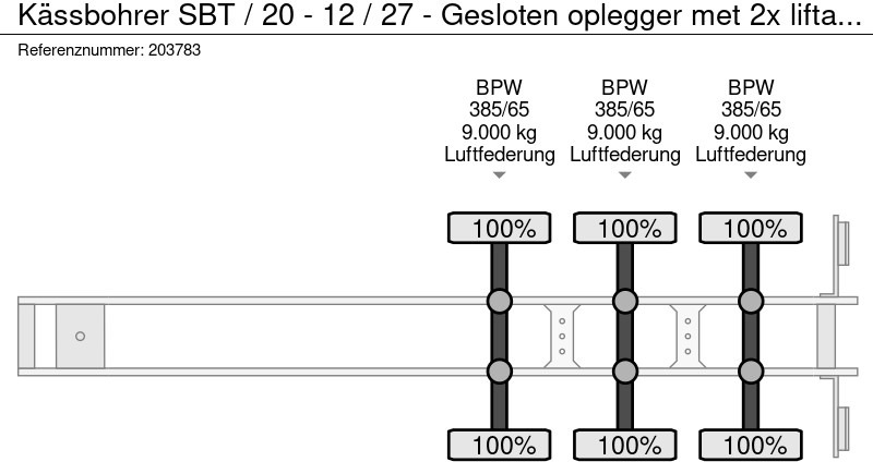 Leasing de Kässbohrer SBT / 20 - 12 / 27 - Gesloten oplegger met 2x liftassen Kässbohrer SBT / 20 - 12 / 27 - Gesloten oplegger met 2x liftassen: foto 20