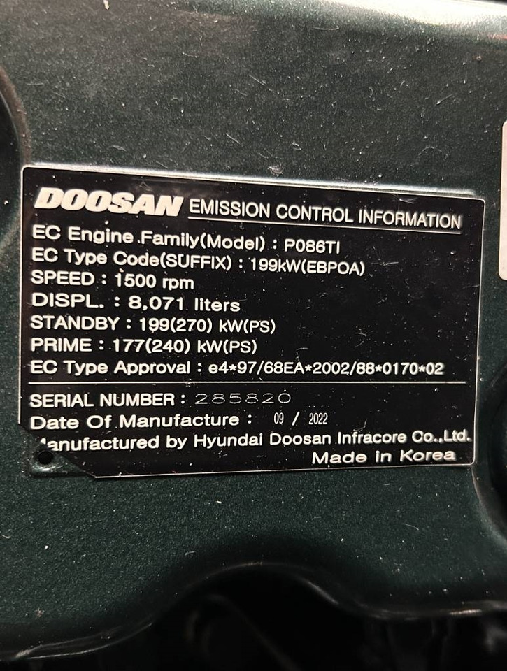 Gerador elétrico novo Doosan P086TI - 220 kVA Generator - DPX-19852: foto 13