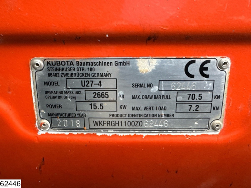 Escavadora de rastos Kubota U 27 15,5 kW, 2.260 hours: foto 9